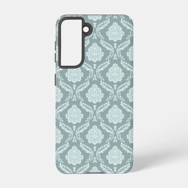 Rococo Damask Rpt Pattern Duck Egg Blue+Teal Samsung Galaxy Case (Back)