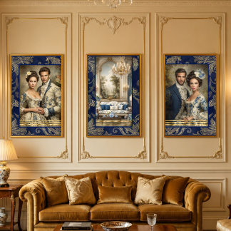 Rococo Era Allure in Blue Decoupage 1 Wrapping Paper Sheets
