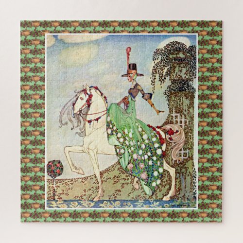 Rococo fairytale princess horseback riding jigsaw puzzle