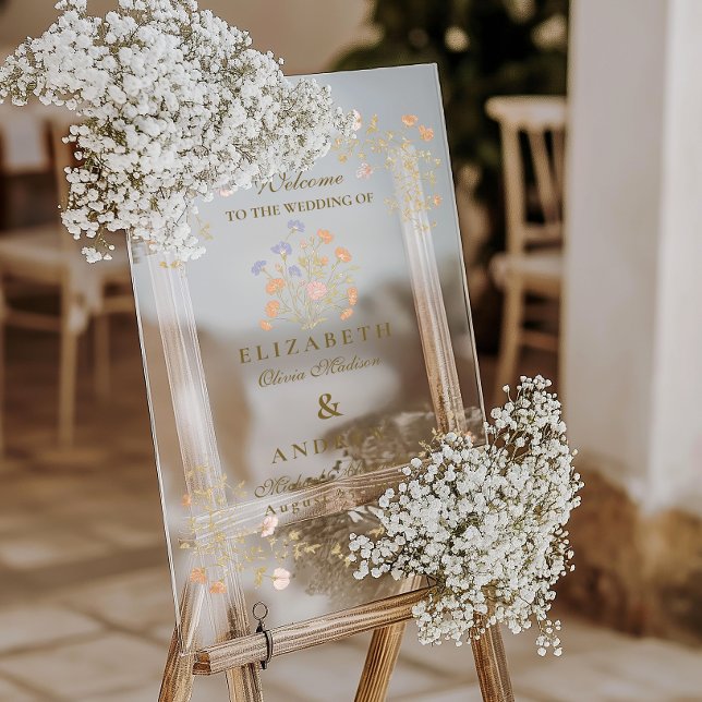 Rococo Floral Antique Frame Wedding Acrylic Sign (Creator Uploaded)