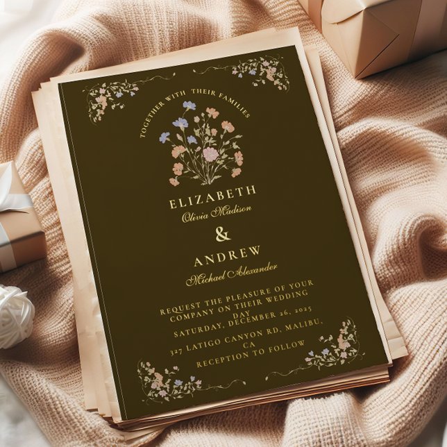 Rococo Floral Antique Frame Wedding Foil Invitation (Creator Uploaded)