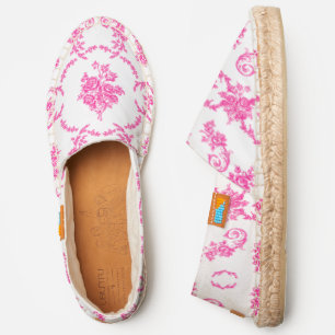 rococo floral botanical antique ornate pink toile espadrilles