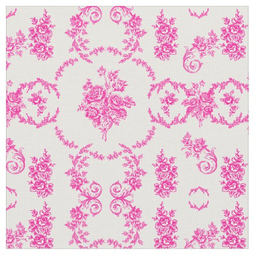 rococo floral botanical antique ornate pink toile fabric