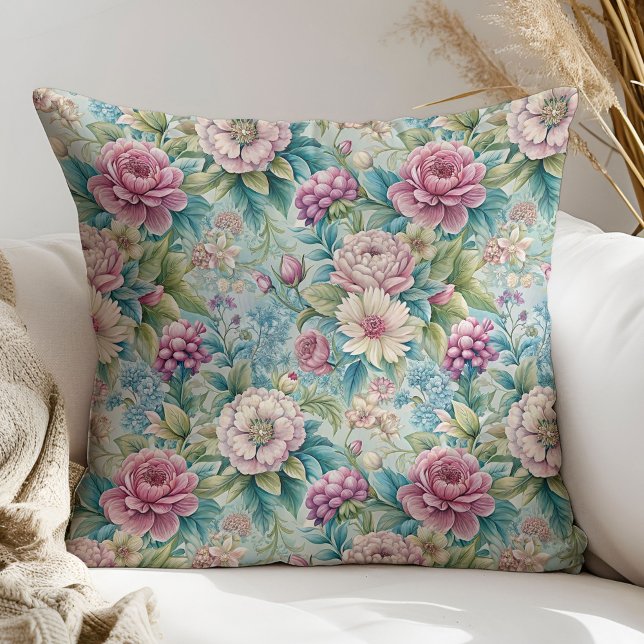 Rococo Floral Pillow Soft Pastel Elegance for Home (Rococo Floral Pillow Soft Pastel Elegance for Home)