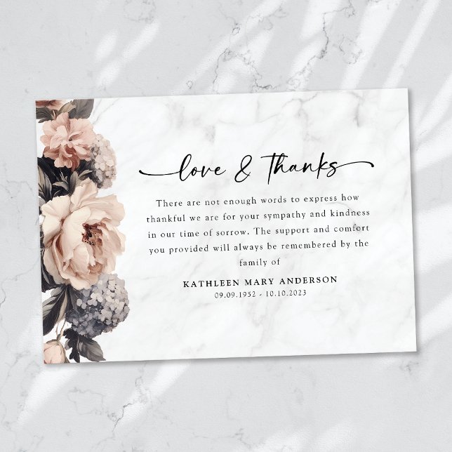 Rococo Floral Script Funeral Thank You Card (Creator Uploaded)