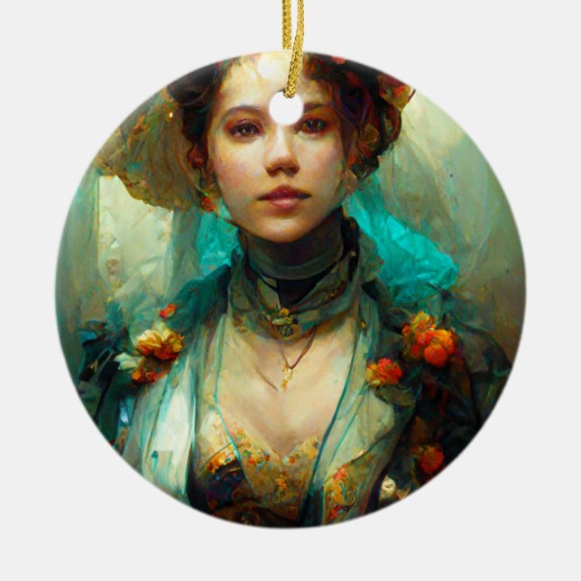 Rococo Future Sci-Fi Fantasy Ceramic Ornament (Front)