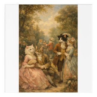 Rococo Garden Cats Gathering Acrylic Wall Art
