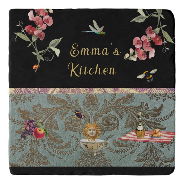 Rococo Garden Stone Trivet (Front)