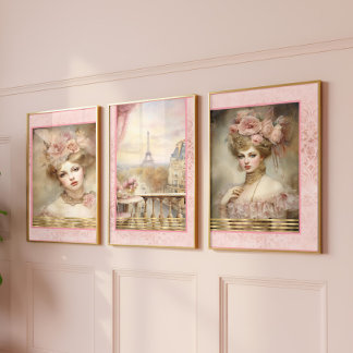 Rococo Glamour & Allure Pink Decoupage 1 Wrapping Paper Sheets
