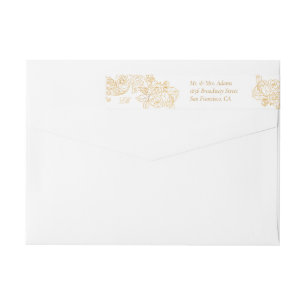 Rococo Gold Ornament Pre-Addressed Return Wrap Around Label