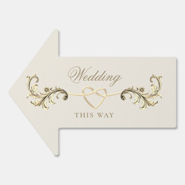 Rococo Gold Wedding Arrow Direction Sign (Front)