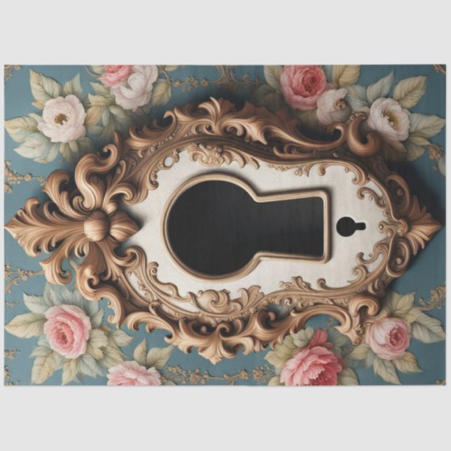 Rococo Keyhole Decoupage Paper – Ornate Frame  (Front)