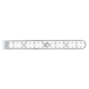 Rococo Lace Monogram Silver Finish Tie Bar