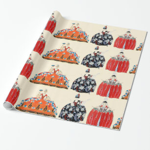 ROCOCO LADIES ART DECO FASHION COSTUME DESIGN WRAPPING PAPER