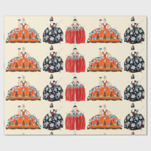 ROCOCO LADIES ART DECO FASHION COSTUME DESIGN WRAPPING PAPER