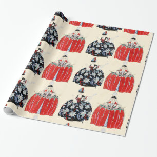 ROCOCO LADIES ART DECO FASHION COSTUME DESIGNER WRAPPING PAPER