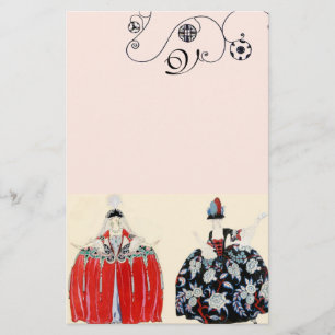 ROCOCO LADIES BEAUTY,FASHION COSTUME DECO MONOGRAM STATIONERY