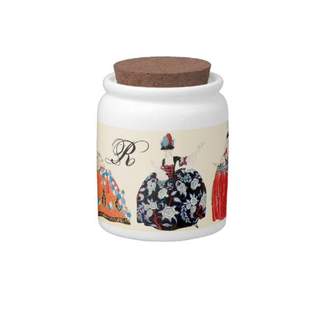 ROCOCO LADIES BEAUTY FASHION COSTUME Monogram Candy Jar (Right)