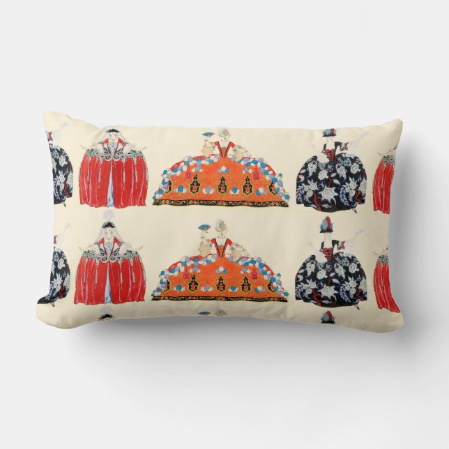 ROCOCO LADY ART DECO FASHION COSTUME DESIGNER LUMBAR PILLOW (Front)