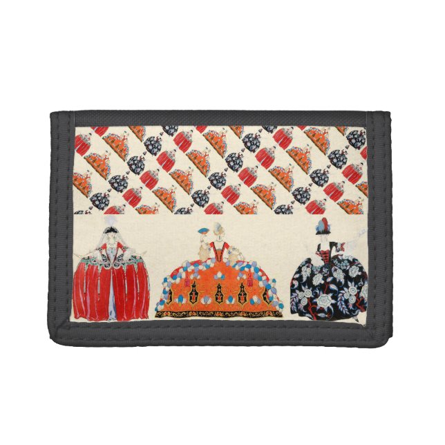 ROCOCO LADY ART DECO FASHION COSTUME DESIGNER TRIFOLD WALLET (Front)