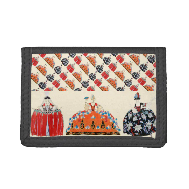 ROCOCO LADY ART DECO FASHION COSTUME DESIGNER TRIFOLD WALLET | Zazzle