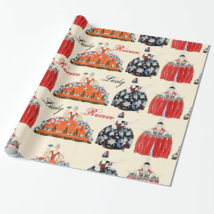 ROCOCO LADY ART DECO FASHION COSTUME DESIGNER WRAPPING PAPER