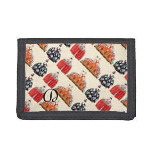 ROCOCO LADY ART DECO FASHION COSTUME MONOGRAM TRIFOLD WALLET
