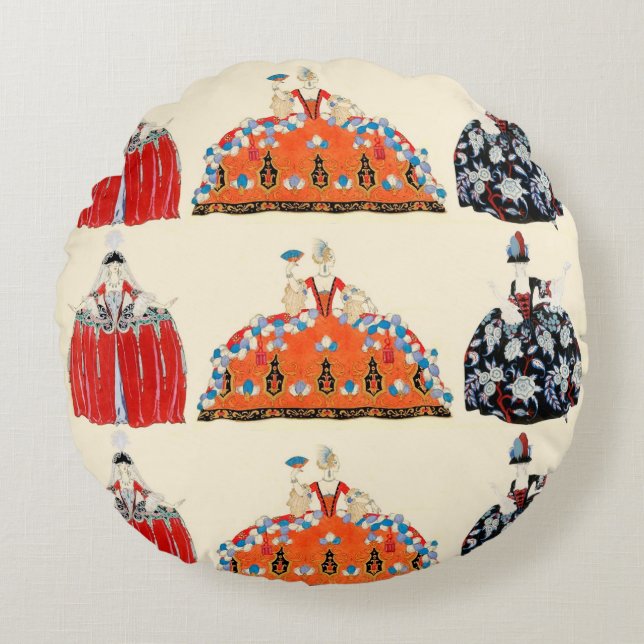 ROCOCO LADY BEAUTY,FASHION COSTUME DECO ROUND PILLOW (Front)