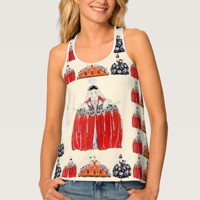 ROCOCO LADY IN RED ,ART DECO FASHION COSTUME  TANK TOP (Front)