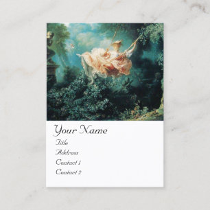 ROCOCO LADY ON SWING MONOGRAM Green Pink White Business Card