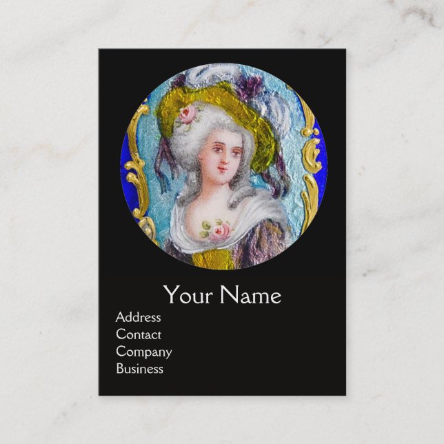 ROCOCO LADY ,PINK ROSES AND FIGHTING GRYPHONS BUSINESS CARD (Front)