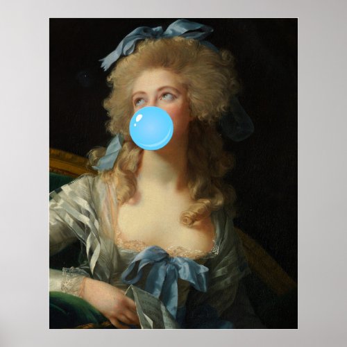 Rococo Lady with Bubblegum Altered Art Print