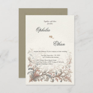 Rococo ornamental Floral wedding Invitation