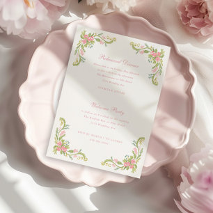 Rococo Ornate Floral Border Rehearsal Dinner Invitation