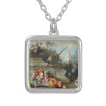 Rococo Painting For The Year Of The Monkey Silver Plated Necklace at Zazzle