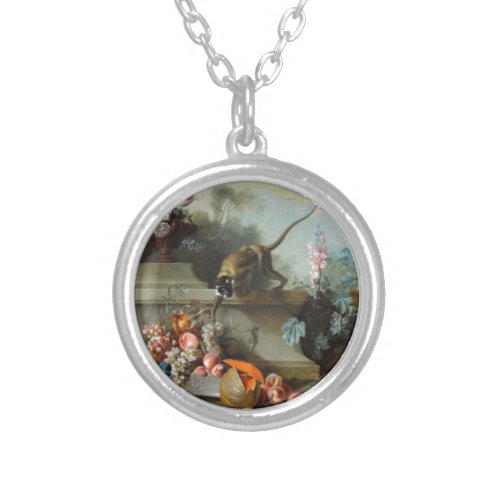 Rococo Painting for The Year of the Monkey Silver Plated Necklace