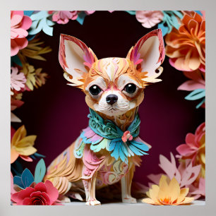 Rococo Pastel Color Paper Chihuahua Poster