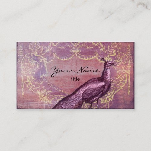 Rococo Peacock in Purple Business Cards