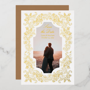 Rococo Photo Save the Date Foil Invitation