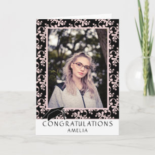Rococo Pink Congratulations Graduation Photo Card