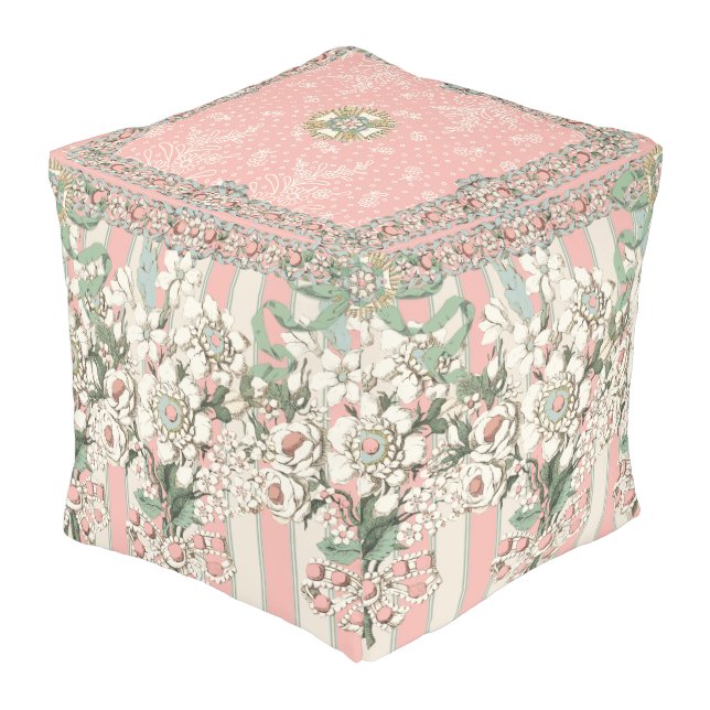 Rococo Pouf Shabby Chic Decor (Angled Front)