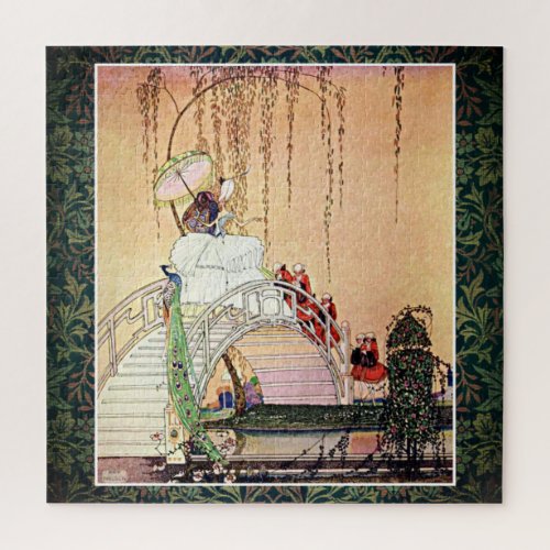 Rococo Princess walking in a fairytale garden Jigsaw Puzzle