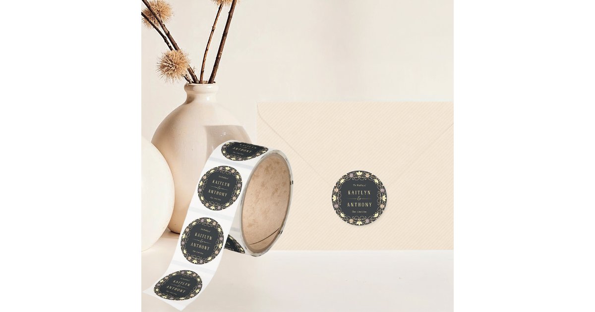 Rococo Flower Sticker Rococo Revival Elegant Vintage Floral Wedding Classic Round Sticker ...