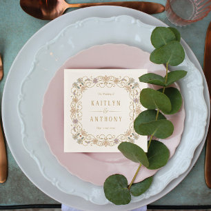 Rococo Revival Elegant Vintage Floral Wedding Napkins