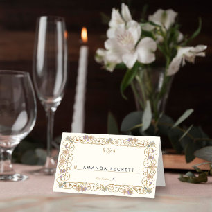Rococo Revival Elegant Vintage Floral Wedding Place Card