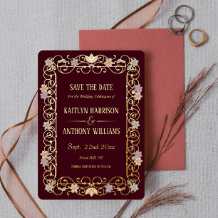 Rococo Revival Elegant Vintage Save The Date Foil Invitation