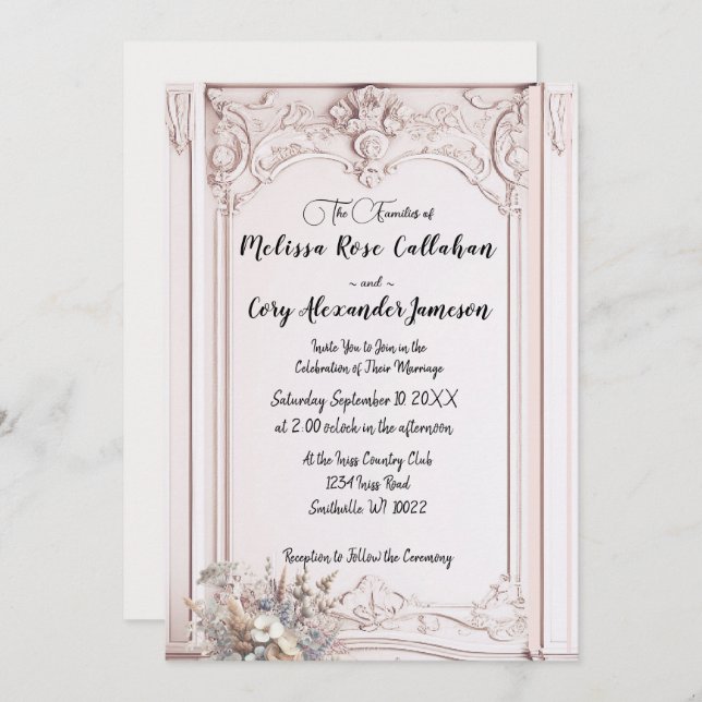 Rococo Revival Ornate Formal Wedding Invitation (Front/Back)