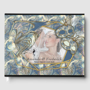 Rococo Rich Pattern design with Masks Guest Book