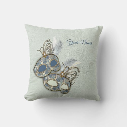 Rococo Rich Pattern design with masks Throw Pillow