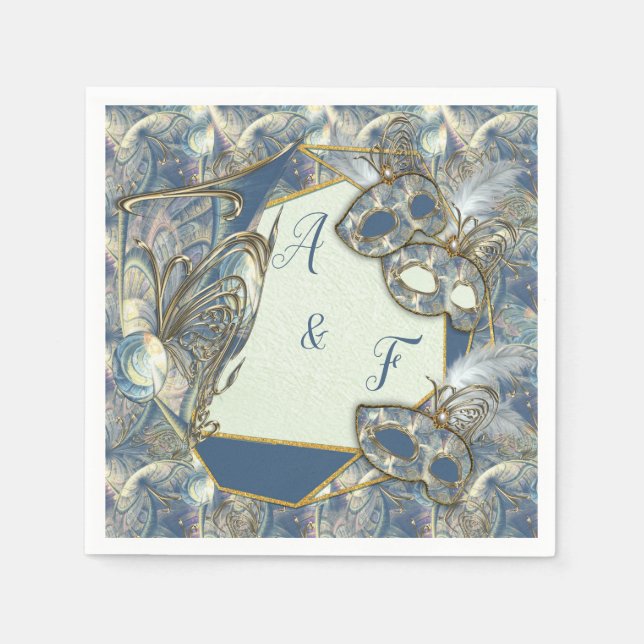 Rococo Rich with Gold Relief & Masks Napkins (Front)